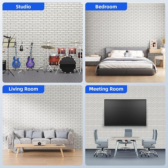 20 Pack Acoustic Panels with Self Adhesive, Soundproof Wall Panels, Brick Sound - Image 5
