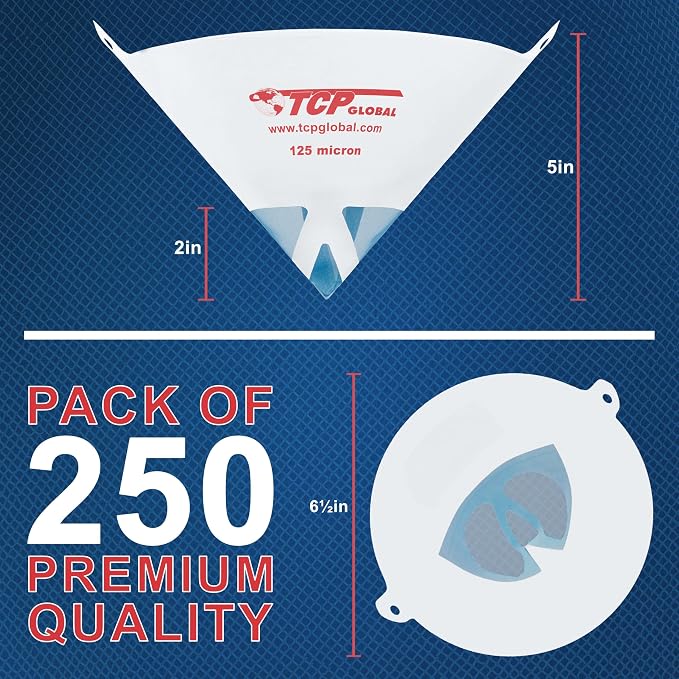 TCP Global - 125 Micron Filter Tips Ultra-Fine Paint Strainer - Pure Blue Nylon - Image 2