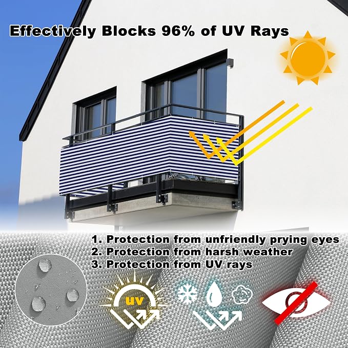 Privacy Fence Screen 3' x 10' UV Protection Weather-Resistant Balcony Privacy - Image 4