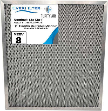 12x12x1 Electro-static Air Filter AC Furnace Filter, Reusable & Washable by PurityAir