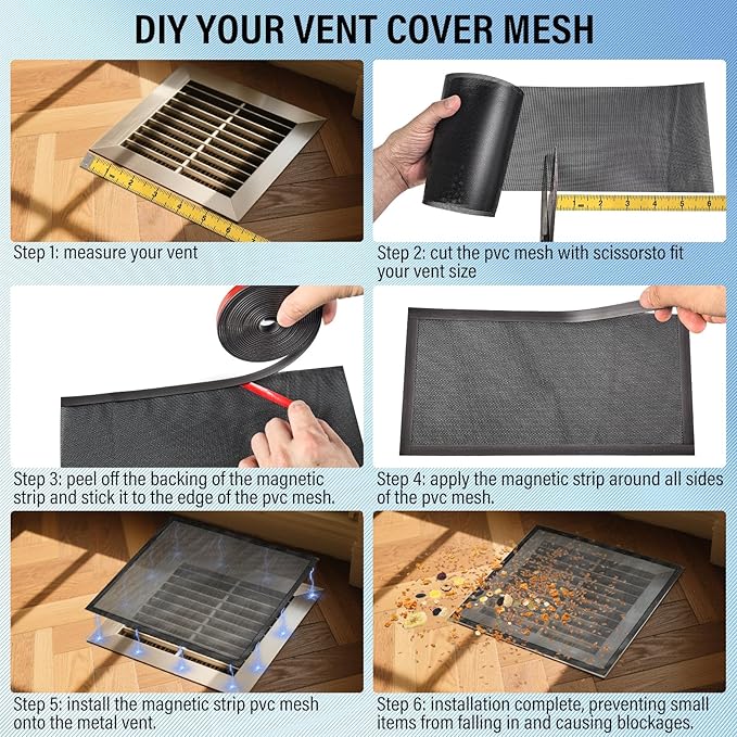 39x4 inch Customizable DIY Floor Vent Covers, Magnetic PVC Vent Mesh - Image 7