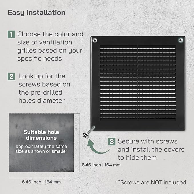 Vent Systems 6" x 6" Black Plastic Soffit Vent Cover - Image 4